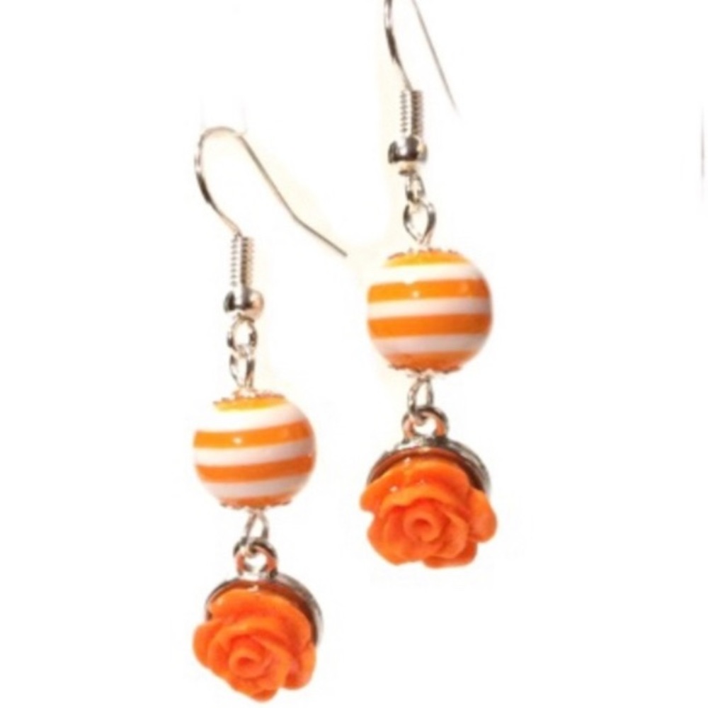Orange Rose Earrings